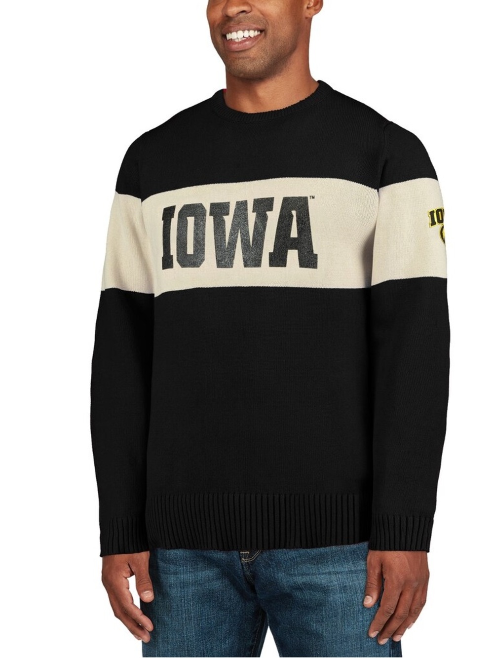 Iowa Hawkeyes Bruzer Bar Down Sweater black white stripe 100% cotton
